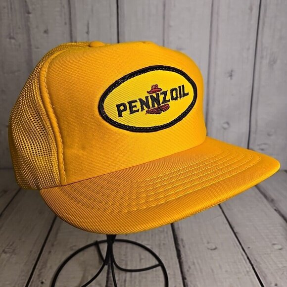 Pennzoil Hat Vintage Yellow Mesh Snapback Patch  Hat Cap - Picture 5 of 10